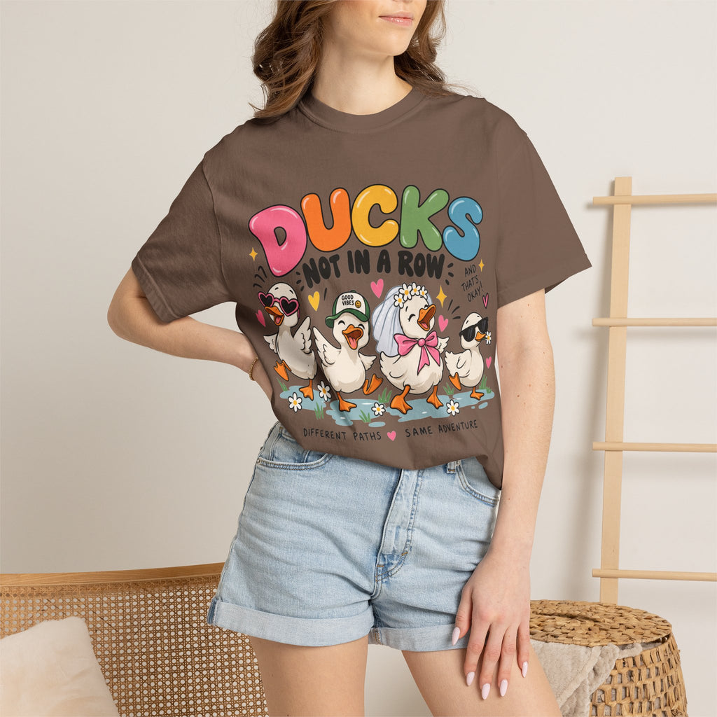Ducks Not In A Row tee | Cute Duck Illustration T-Shirt, Different Paths Same Adventure