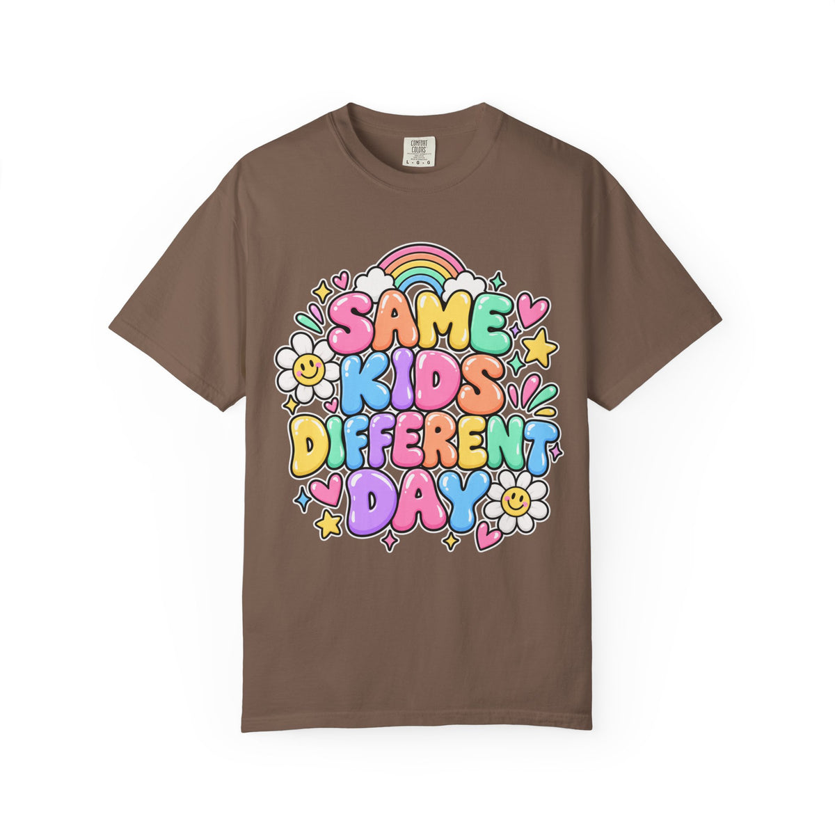 Same Kids Different Day T-shirt | Retro Rainbow Floral Typography