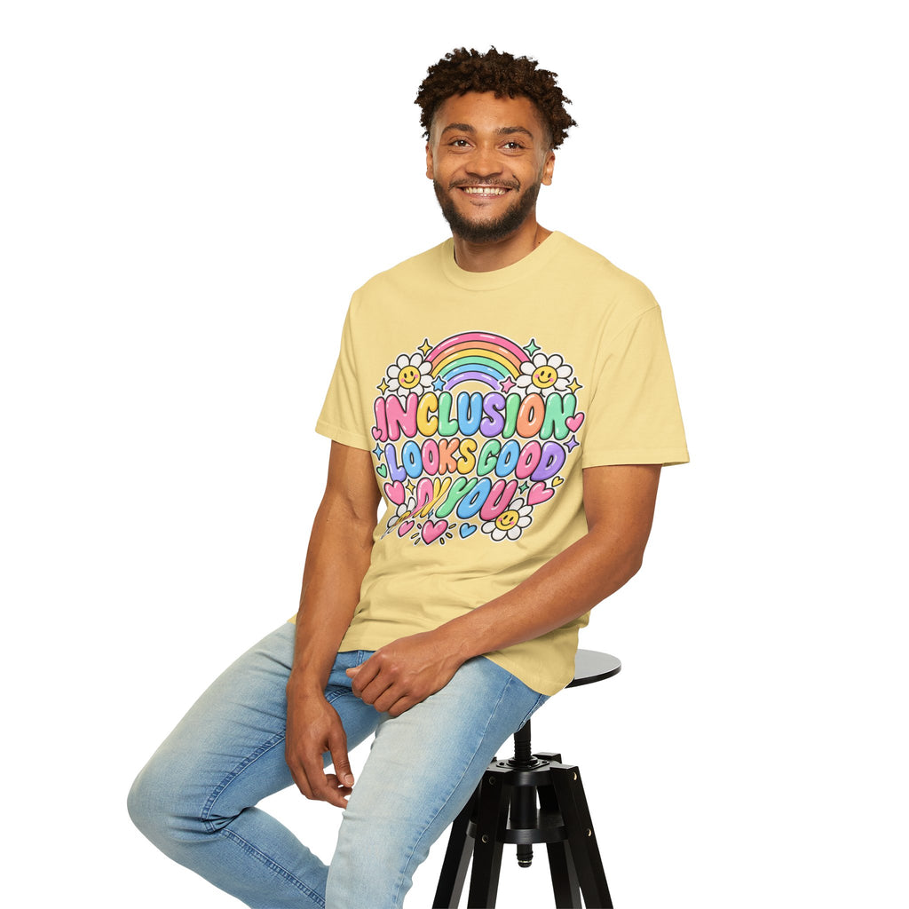 Inclusion Looks Good On You T-Shirt | Rainbow Smiles Graphic Tee