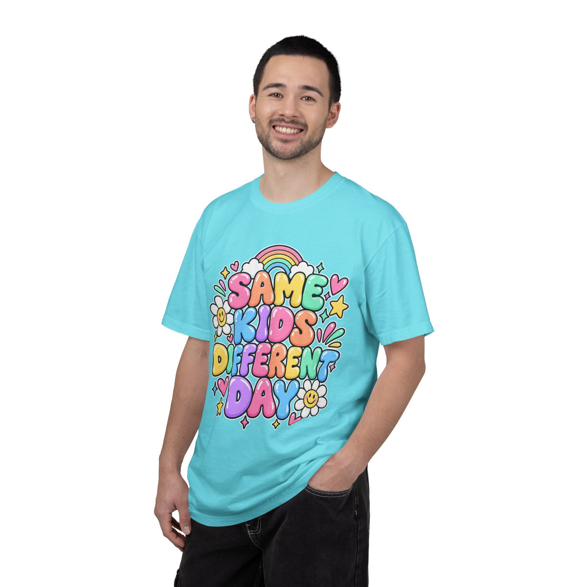Same Kids Different Day T-shirt | Retro Rainbow Floral Typography