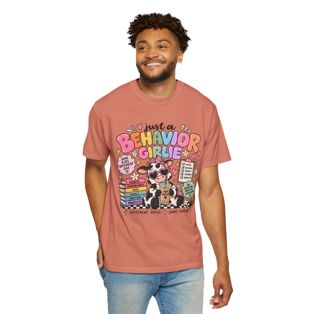 Just a Behavior Girl T-shirt | Cute Cow Therapist Illustration