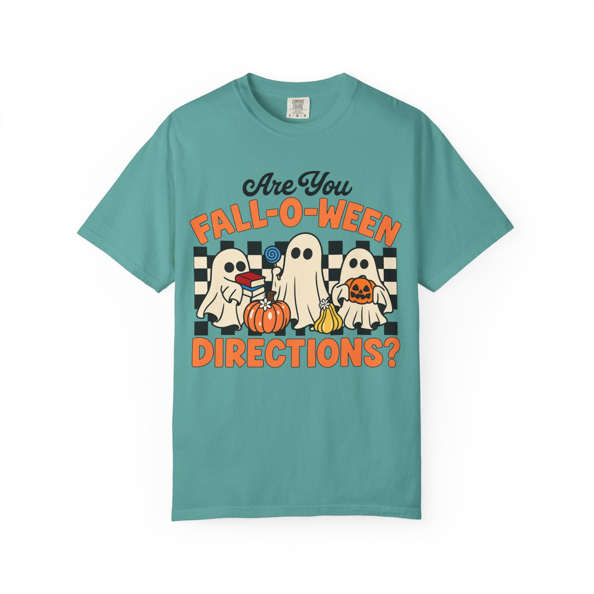 Fall-o-ween Ghosts Directions? T-shirt | Halloween pumpkin retro graphic
