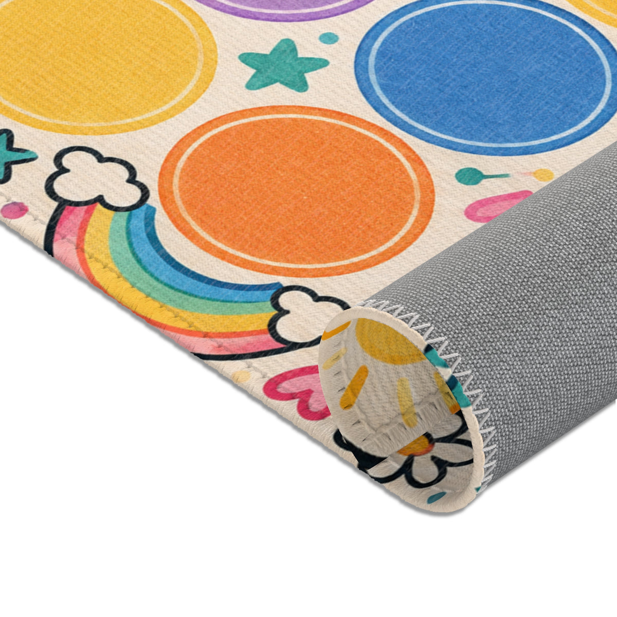 Colorful Rainbow Dots Playful Pattern Area Rug | Kids Nursery Decor