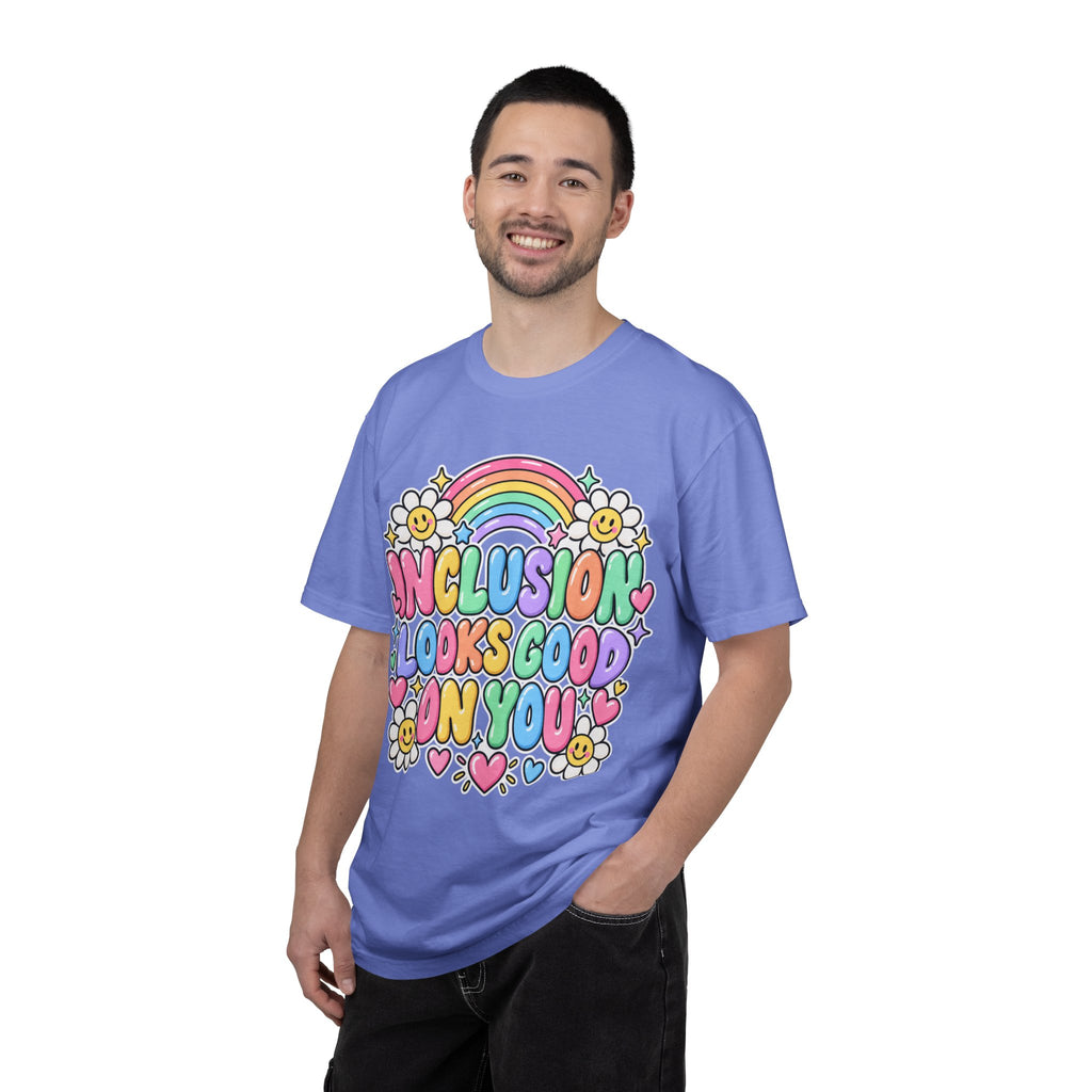 Inclusion Looks Good On You T-Shirt | Rainbow Smiles Graphic Tee