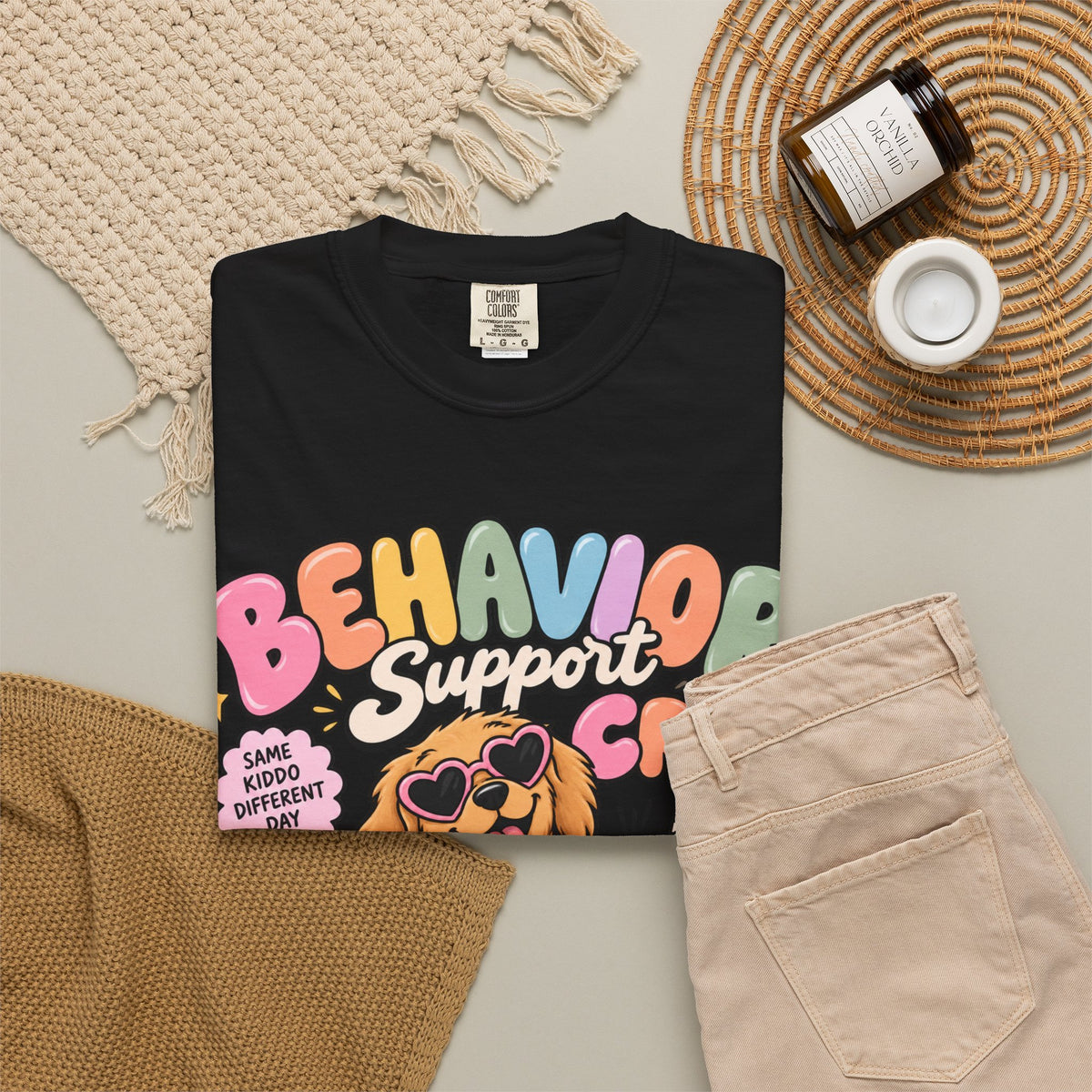 Behavior Support Crew T-shirt | Golden Retriever School Therapy Design