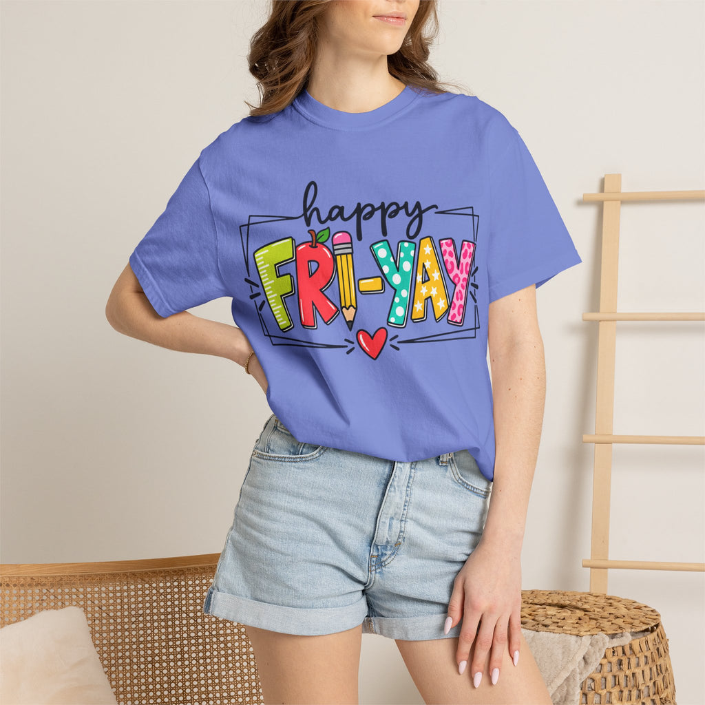 Happy Fri-yay Colorful Graphic T-shirt | Cute Friday Celebration Tee
