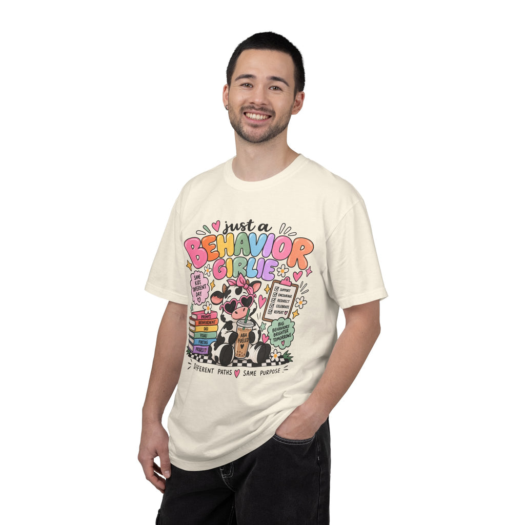 Just a Behavior Girl T-shirt | Cute Cow Therapist Illustration