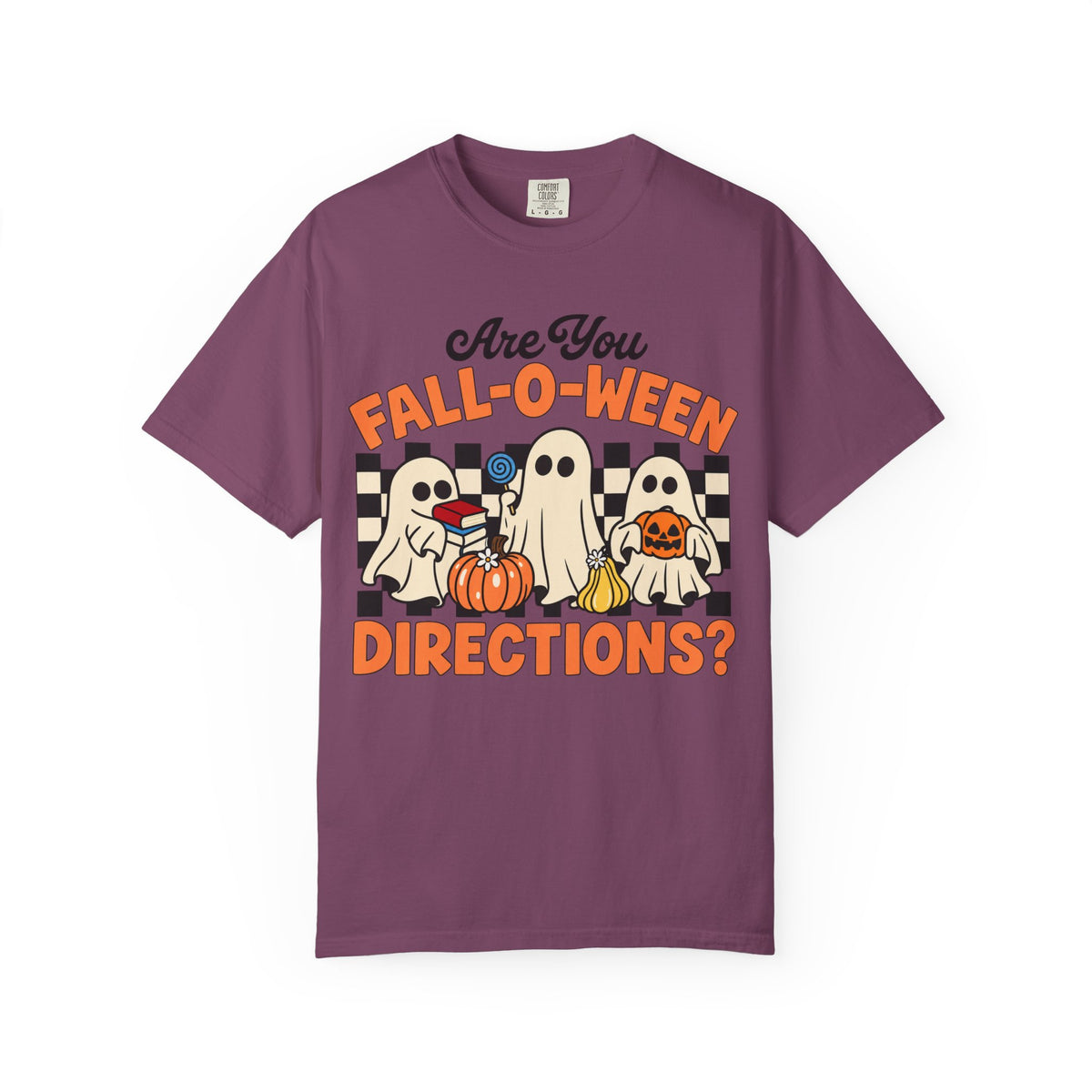Fall-o-ween Ghosts Directions? T-shirt | Halloween pumpkin retro graphic