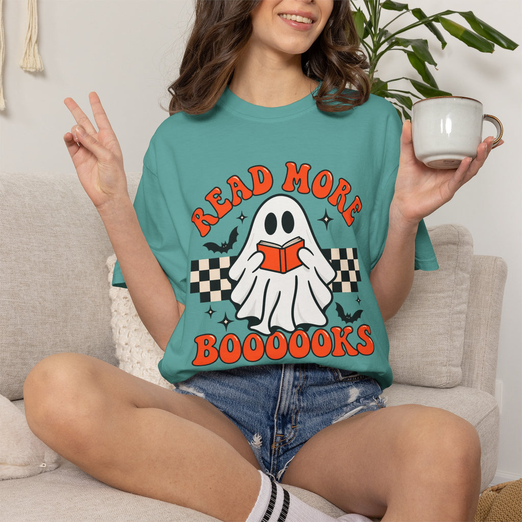 Read More Booooks ghost reading T-Shirt | Halloween book lover tee