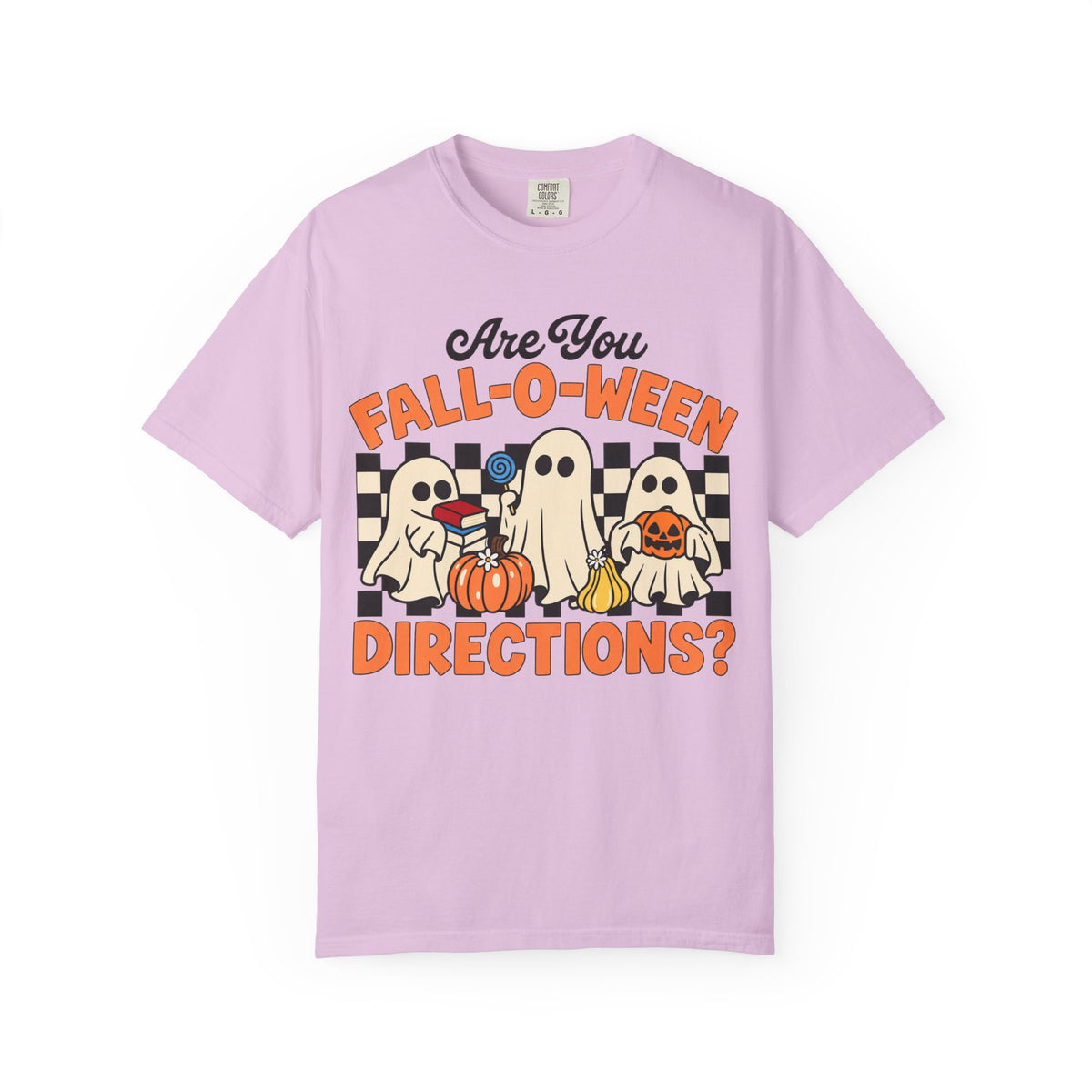 Fall-o-ween Ghosts Directions? T-shirt | Halloween pumpkin retro graphic