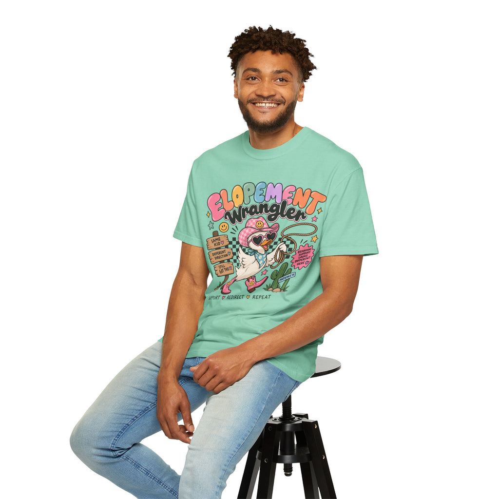 Elopement T-shirt | Cute Cowboy Sloth Illustration, Western Floral Tee