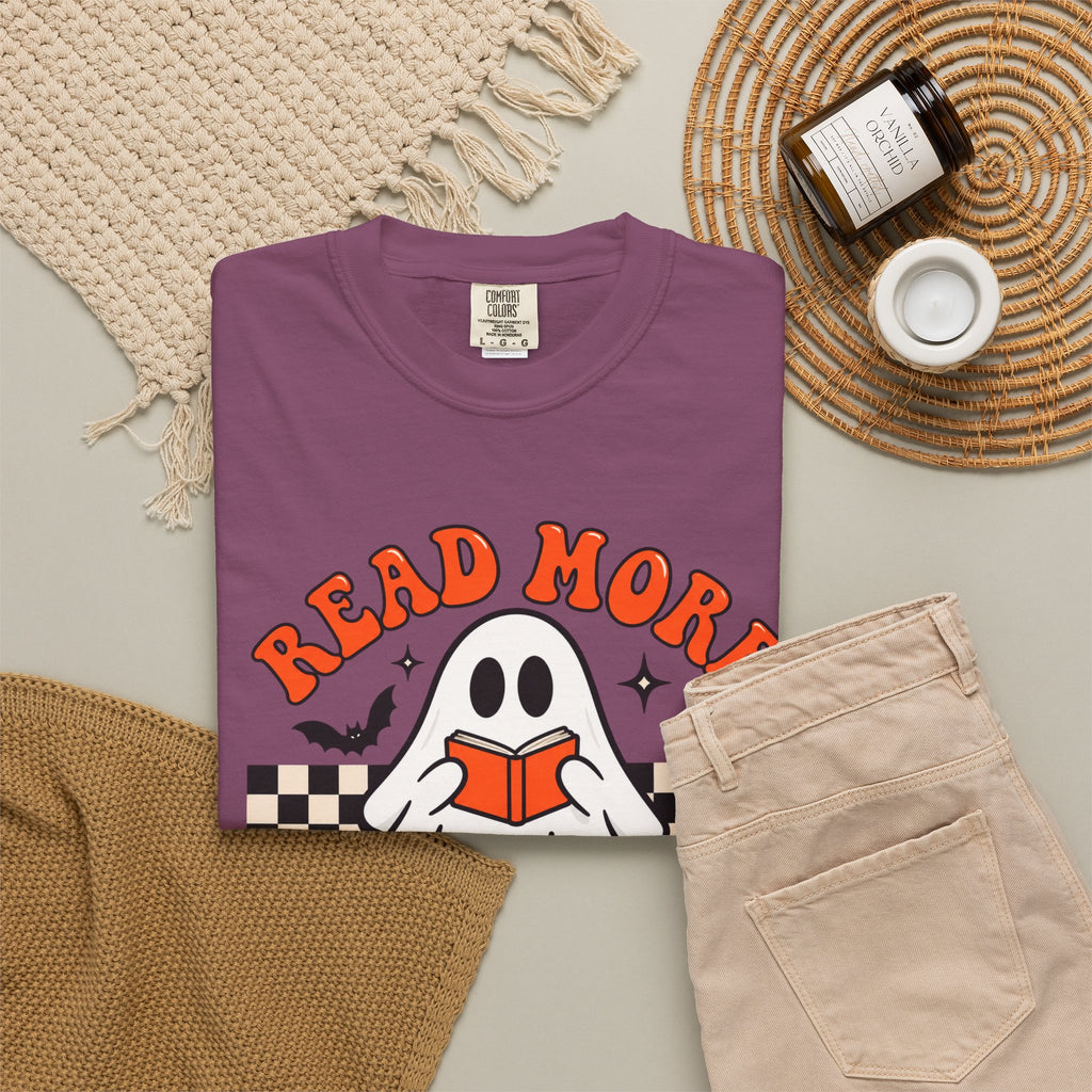 Read More Booooks ghost reading T-Shirt | Halloween book lover tee