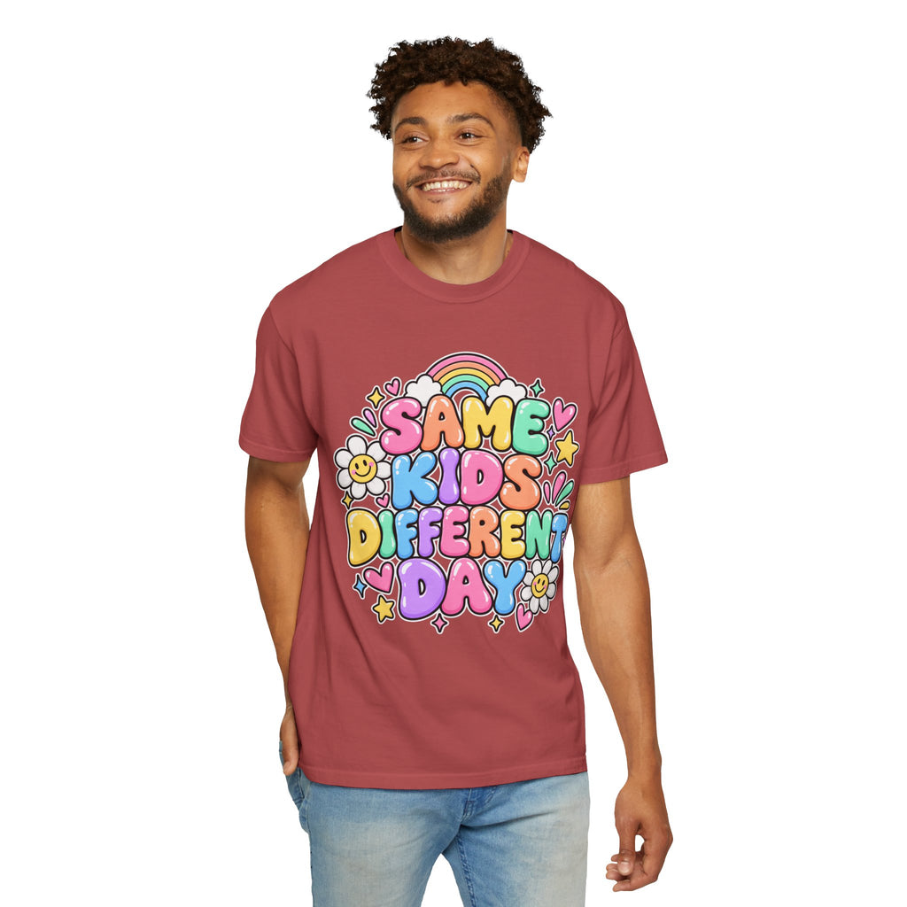 Same Kids Different Day T-shirt | Retro Rainbow Floral Typography