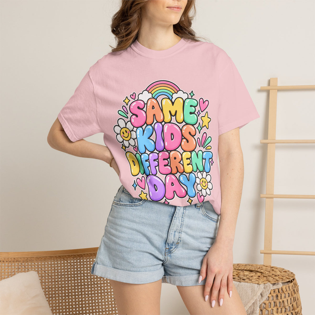 Same Kids Different Day T-shirt | Retro Rainbow Floral Typography