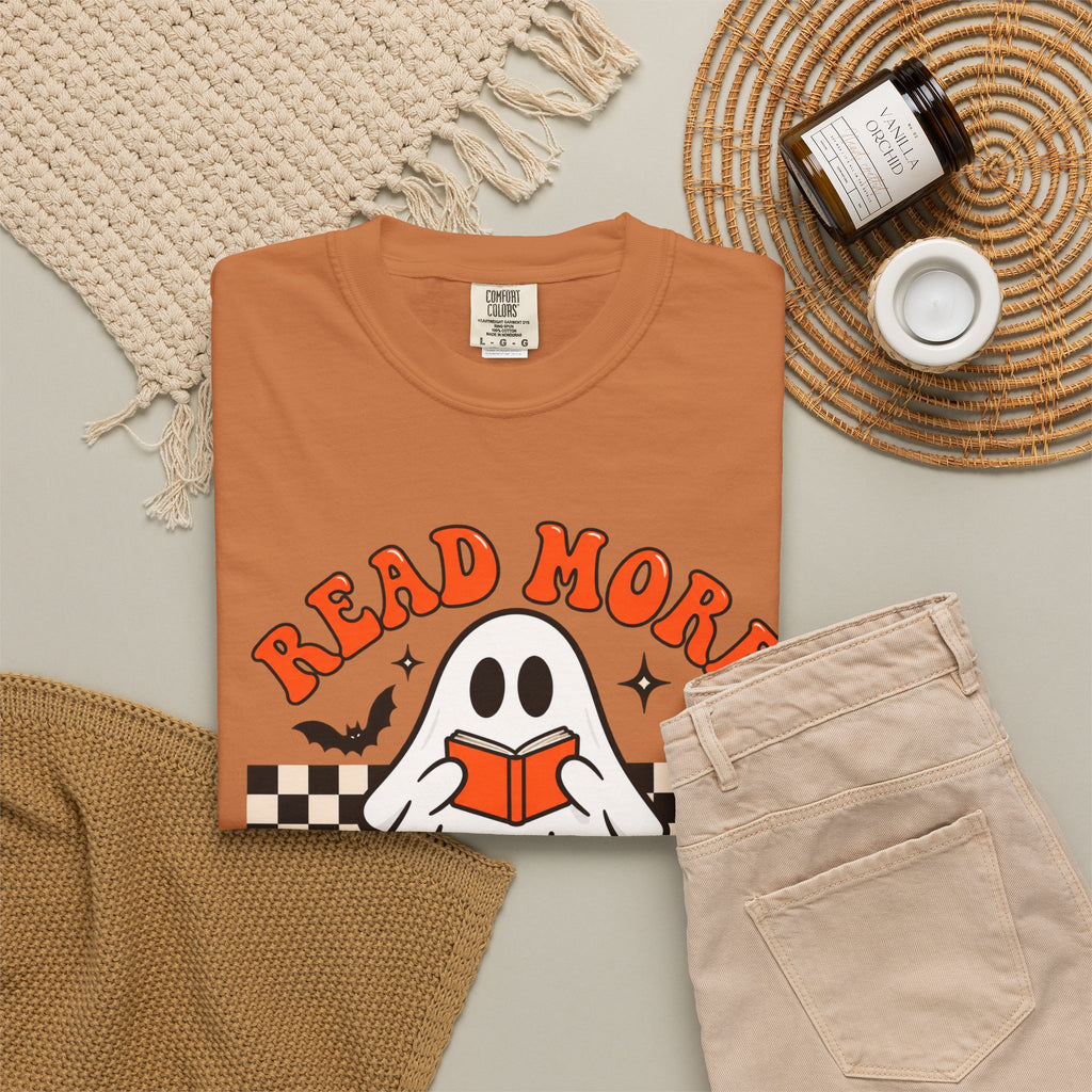 Read More Booooks ghost reading T-Shirt | Halloween book lover tee