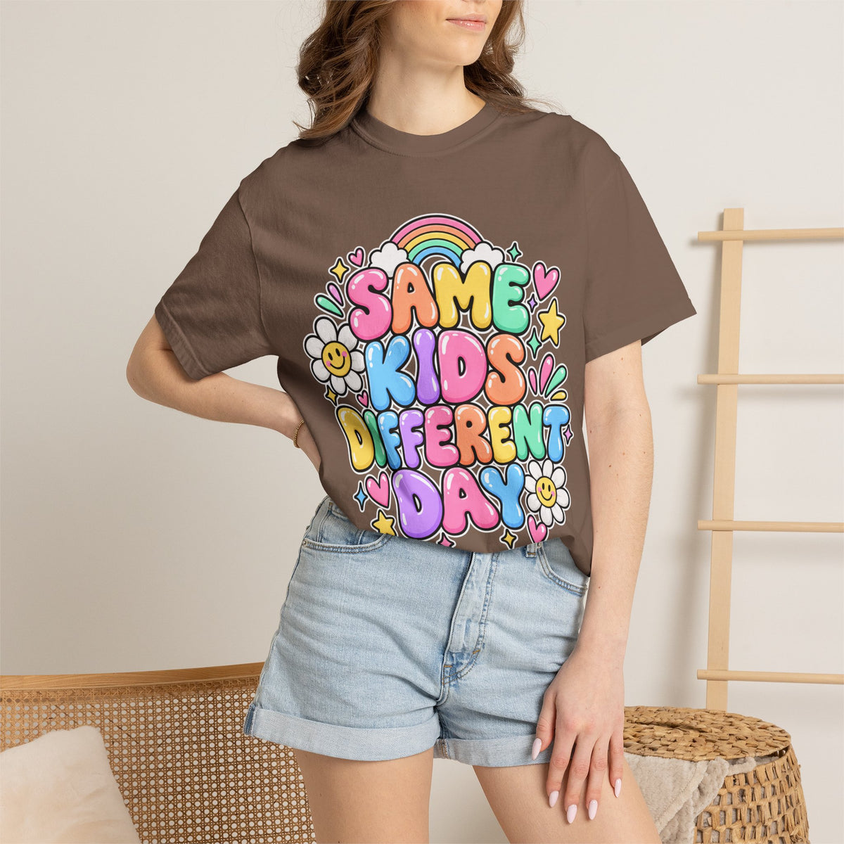 Same Kids Different Day T-shirt | Retro Rainbow Floral Typography