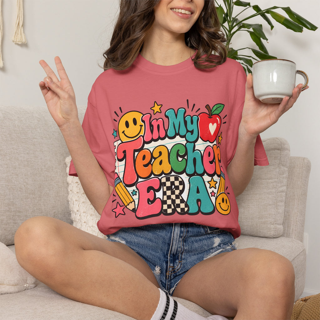 In My Teacher Era T-shirt | Retro School Graphic, Apple & Pencils