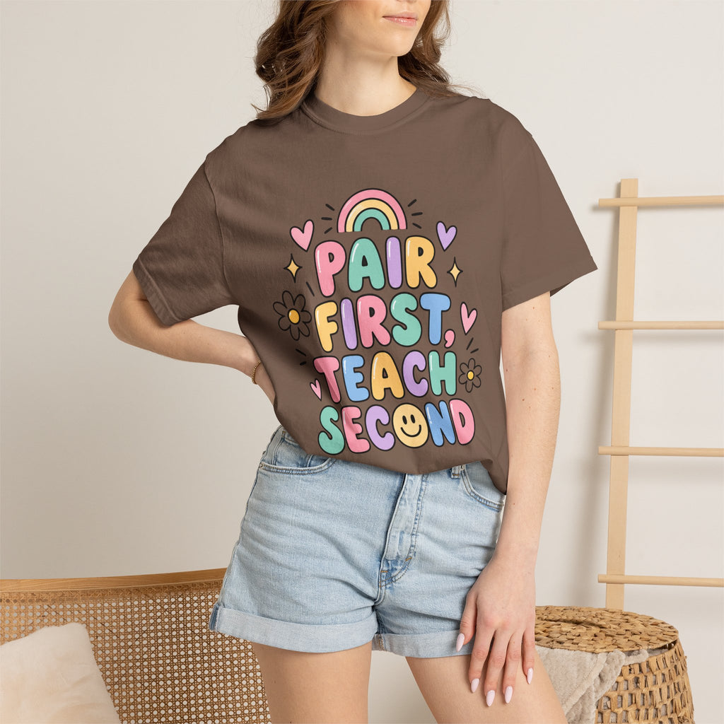 Pair First Teach Second T-Shirt | Cute Rainbow Classroom Design