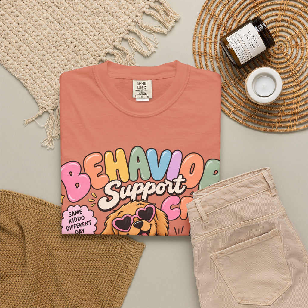 Behavior Support Crew T-shirt | Golden Retriever School Therapy Design