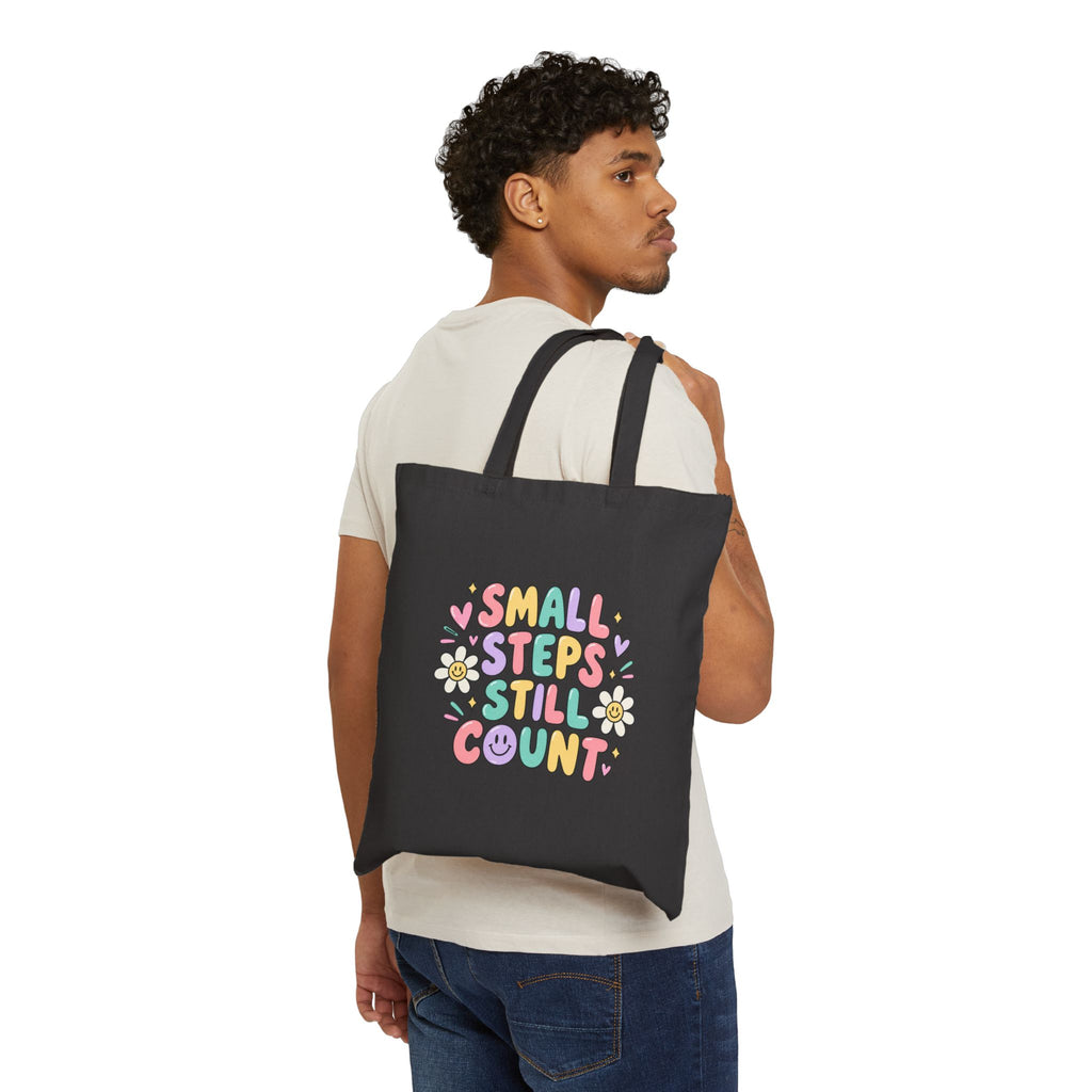 Small Steps Still Count Tote Bag | Pastel Floral Positive Quote