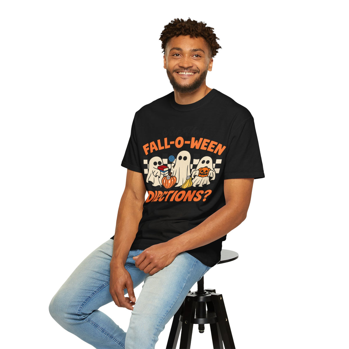 Fall-o-ween Ghosts Directions? T-shirt | Halloween pumpkin retro graphic