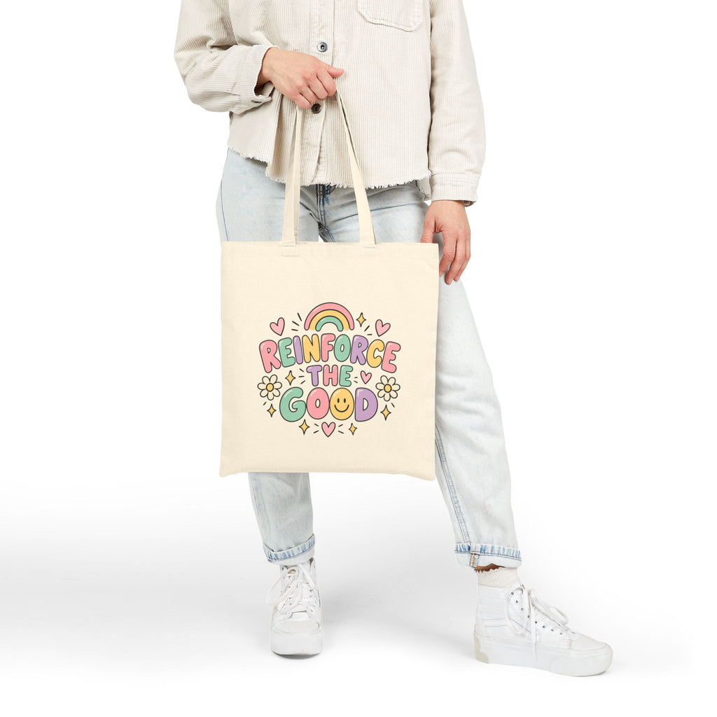 Reinforce The Good tote bag | Rainbow floral positive message cotton tote