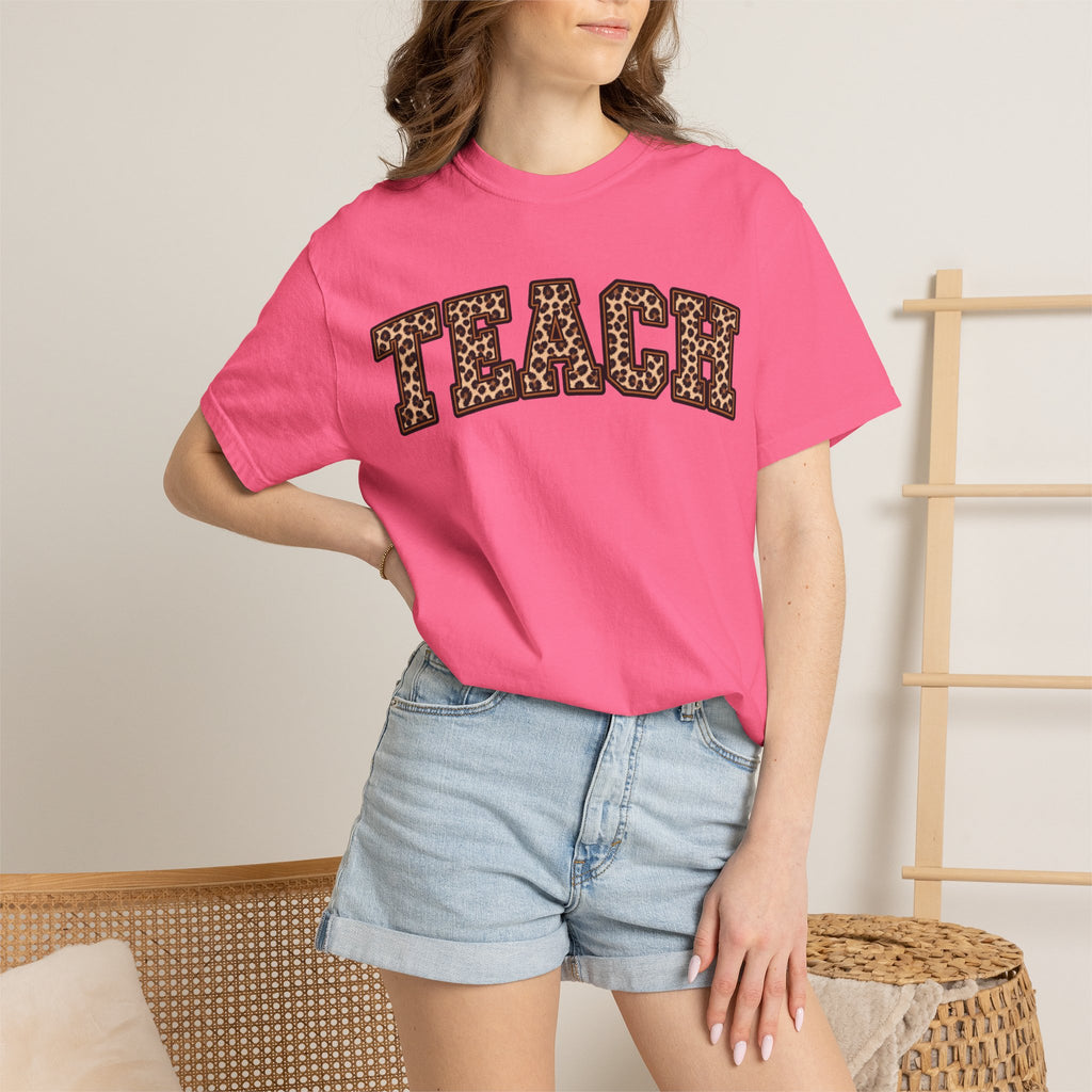 Leopard Print TEACH T-Shirt | Teacher Shirt, Animal Print Typography
