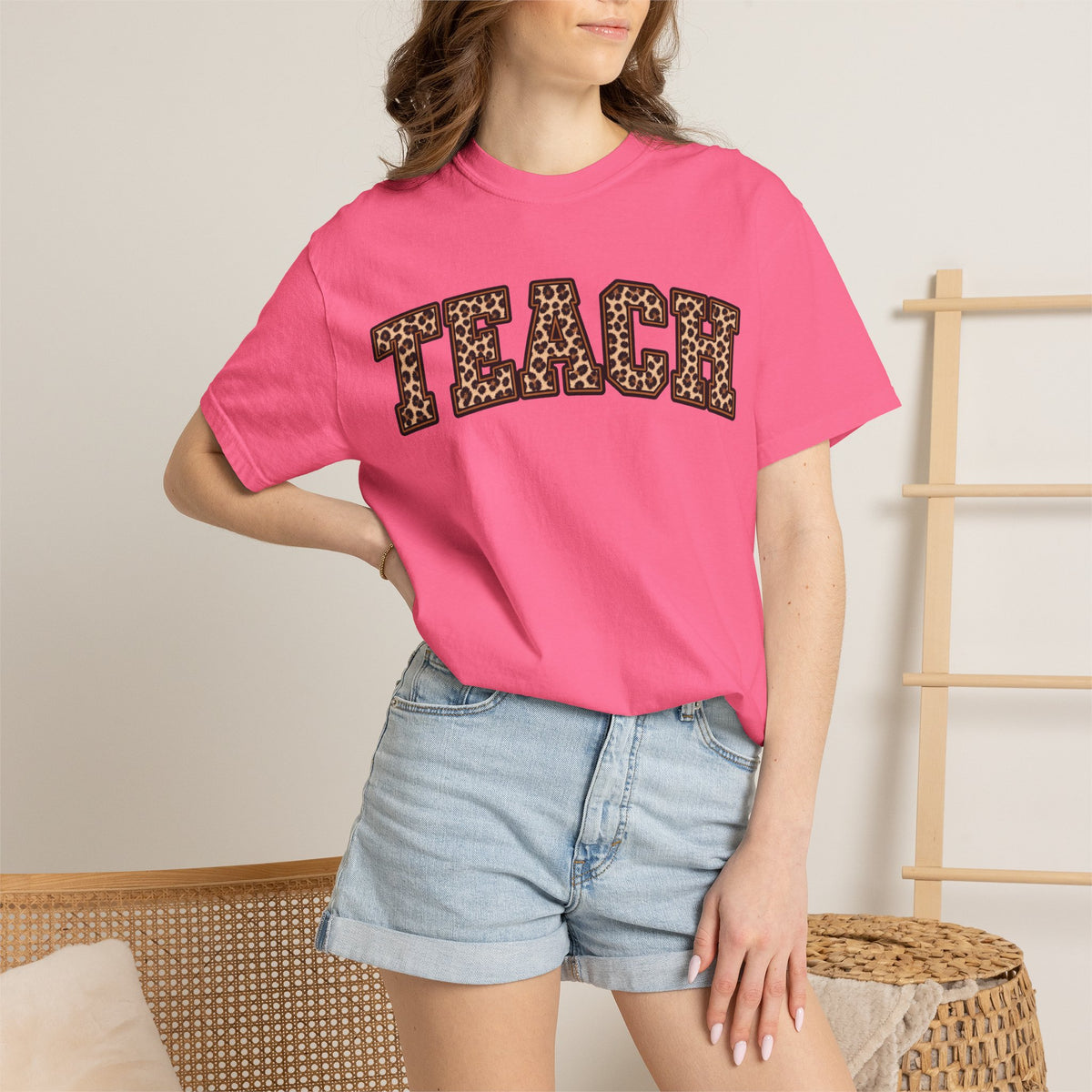 Leopard Print TEACH T-Shirt | Teacher Shirt, Animal Print Typography