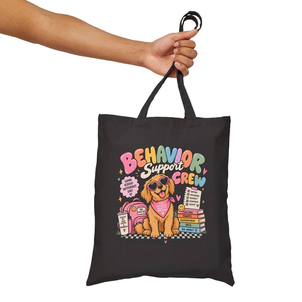 Behavior Support Crew Tote Bag | Therapy Dog Design, School Counseling Supplies