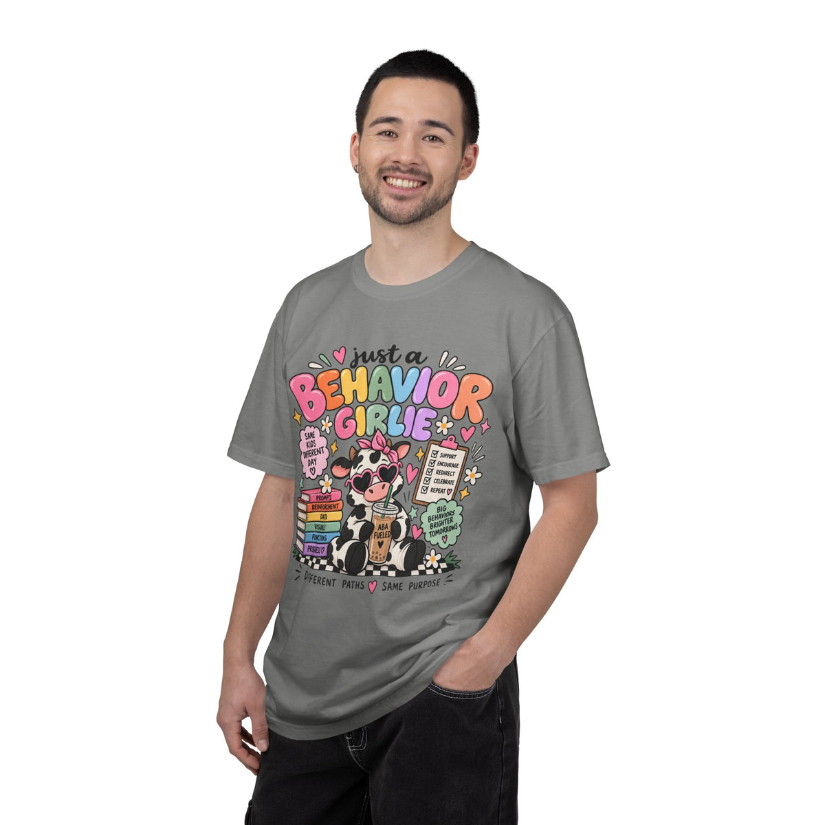 Just a Behavior Girl T-shirt | Cute Cow Therapist Illustration