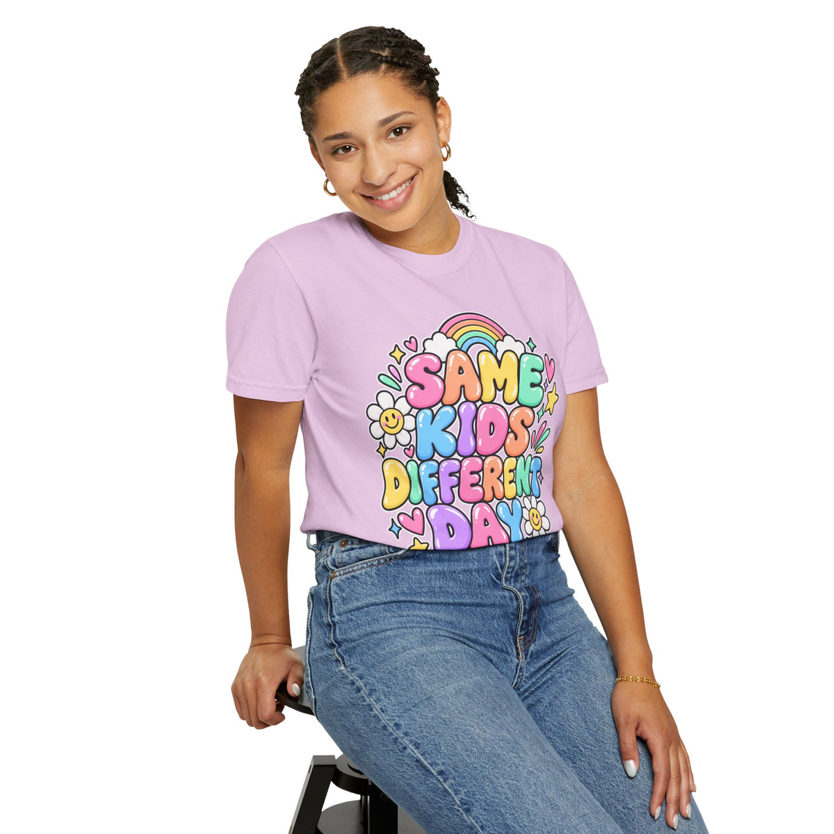 Same Kids Different Day T-shirt | Retro Rainbow Floral Typography