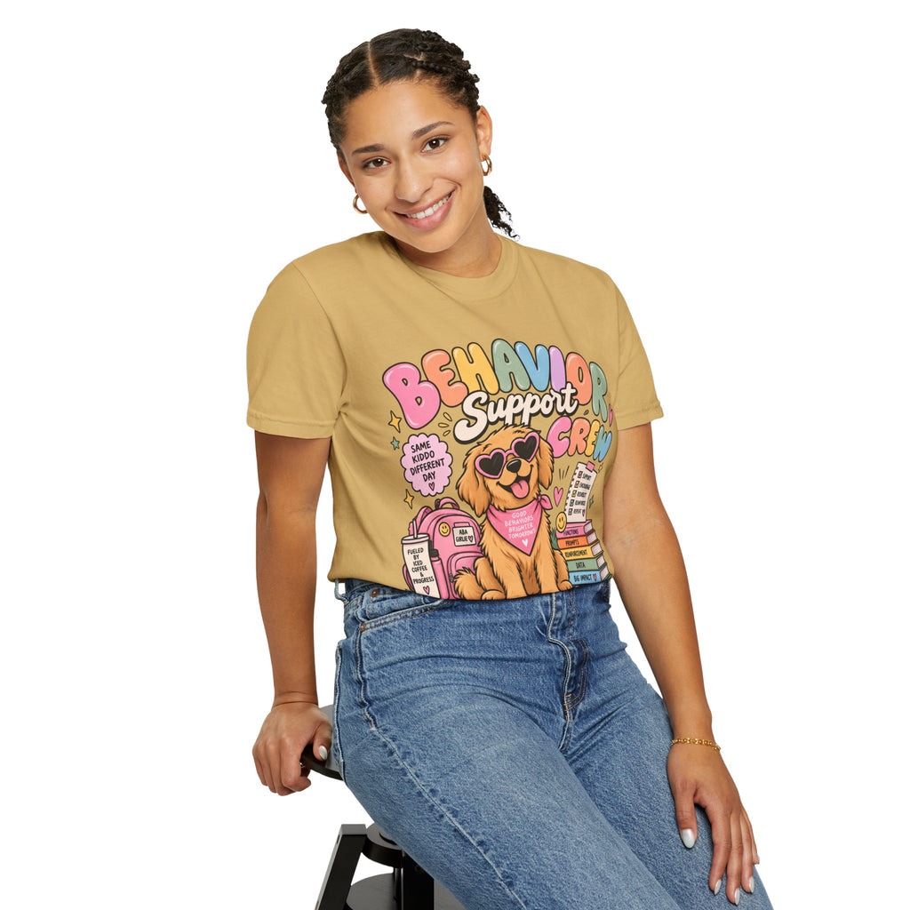 Behavior Support Crew T-shirt | Golden Retriever School Therapy Design