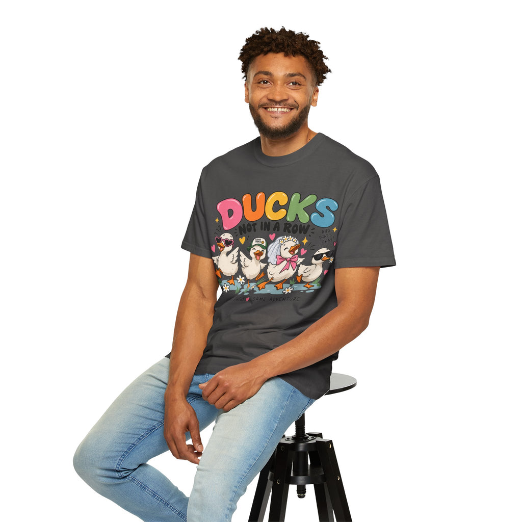 Ducks Not In A Row tee | Cute Duck Illustration T-Shirt, Different Paths Same Adventure