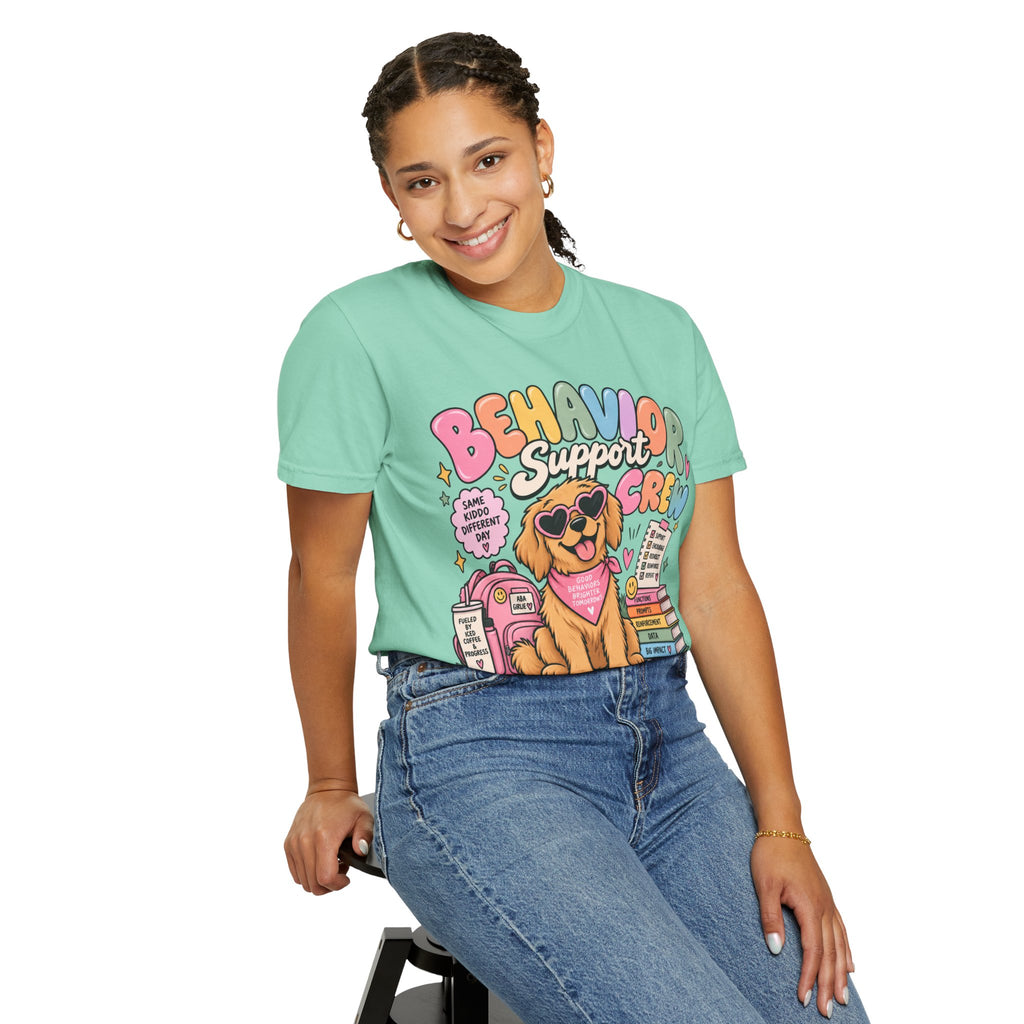 Behavior Support Crew T-shirt | Golden Retriever School Therapy Design
