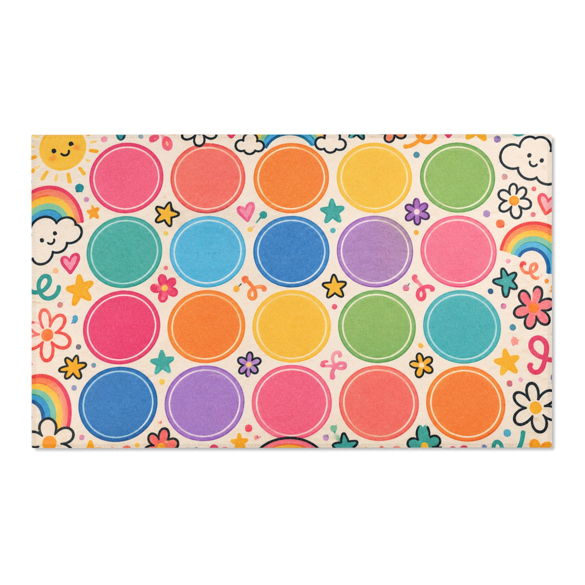 Colorful Rainbow Dots Playful Pattern Area Rug | Kids Nursery Decor