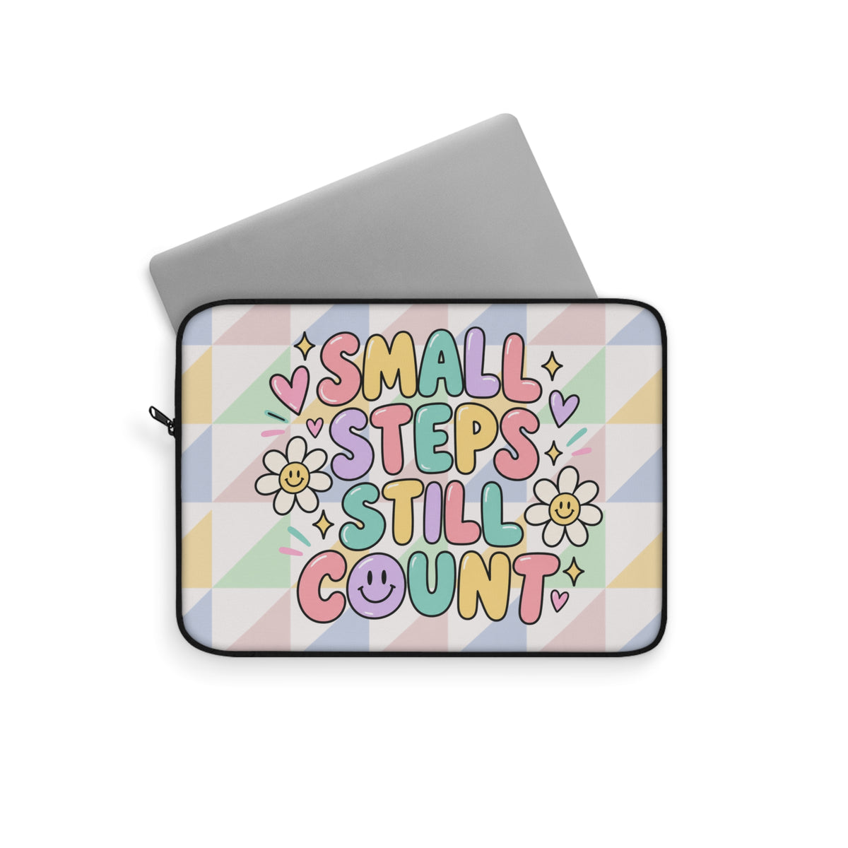 Small Steps Still Count Laptop Sleeve | Pastel Motivational Design