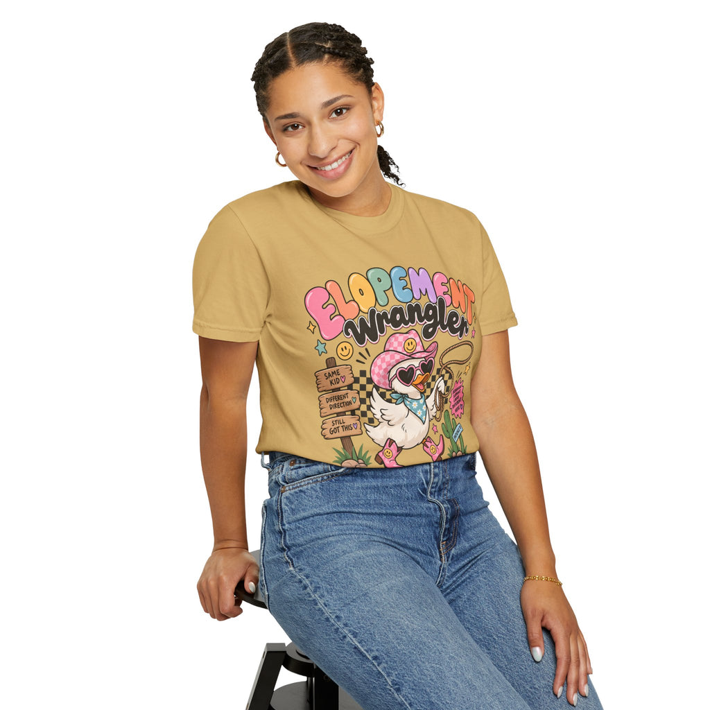 Elopement T-shirt | Cute Cowboy Sloth Illustration, Western Floral Tee
