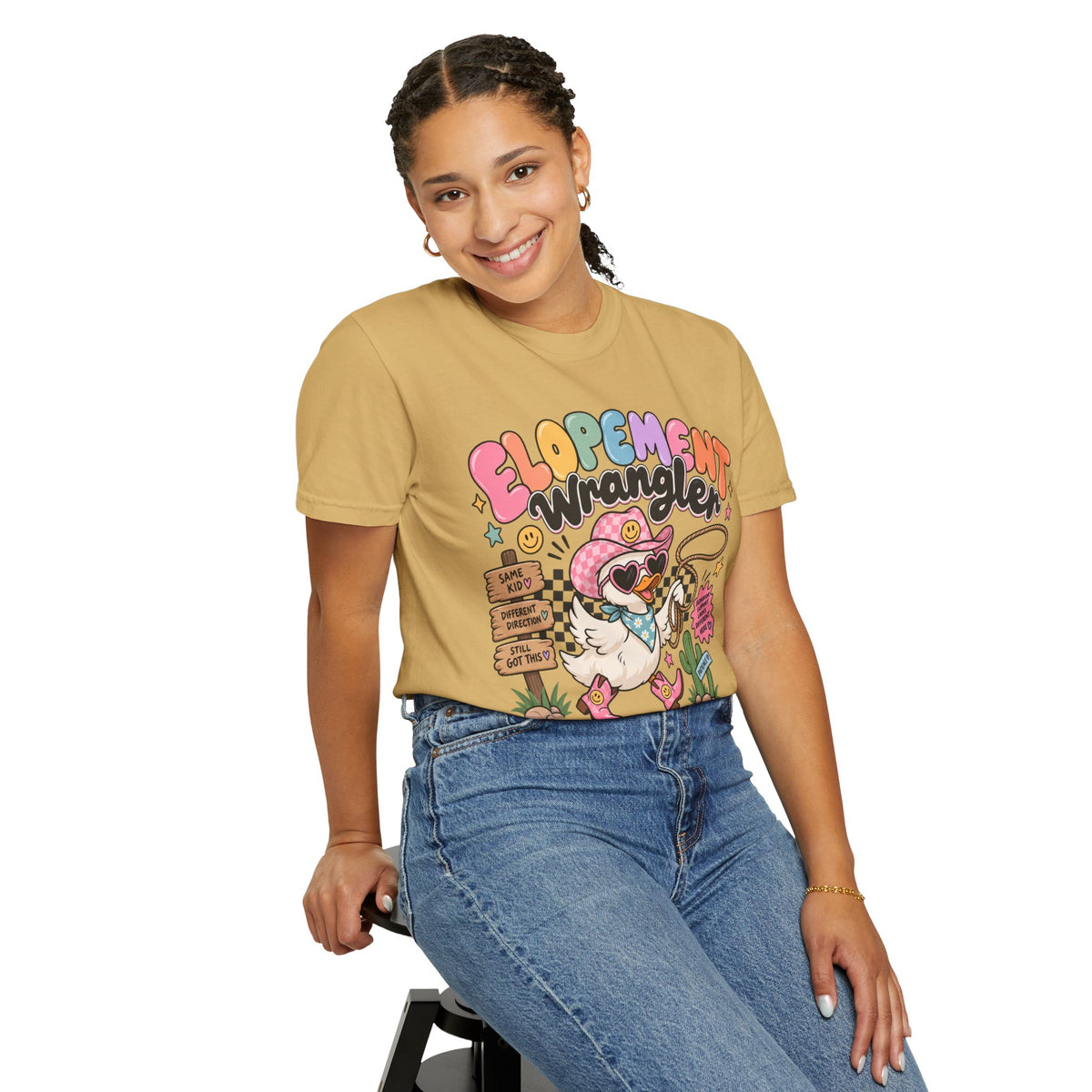 Elopement T-shirt | Cute Cowboy Sloth Illustration, Western Floral Tee