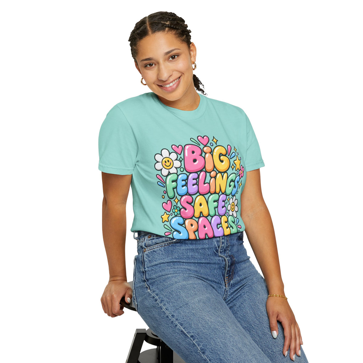 Big Feelings Safe Spaces T-shirt | Pastel Cute Floral Typography