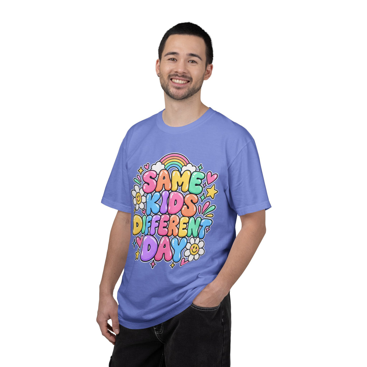 Same Kids Different Day T-shirt | Retro Rainbow Floral Typography