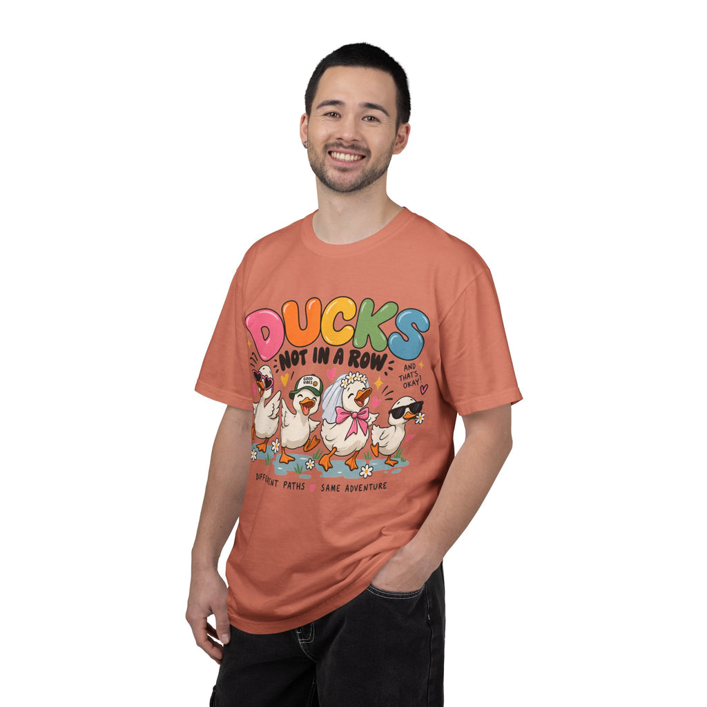 Ducks Not In A Row tee | Cute Duck Illustration T-Shirt, Different Paths Same Adventure