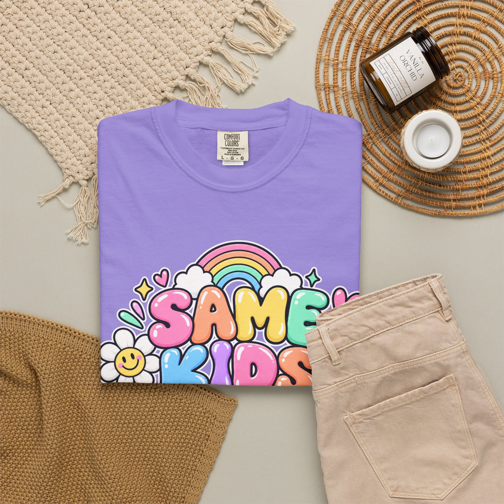 Same Kids Different Day T-shirt | Retro Rainbow Floral Typography