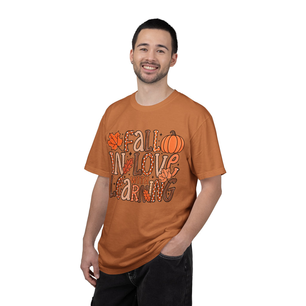 Fall in Love with Learning T-Shirt | Teacher Autumn Pumpkin Leaves