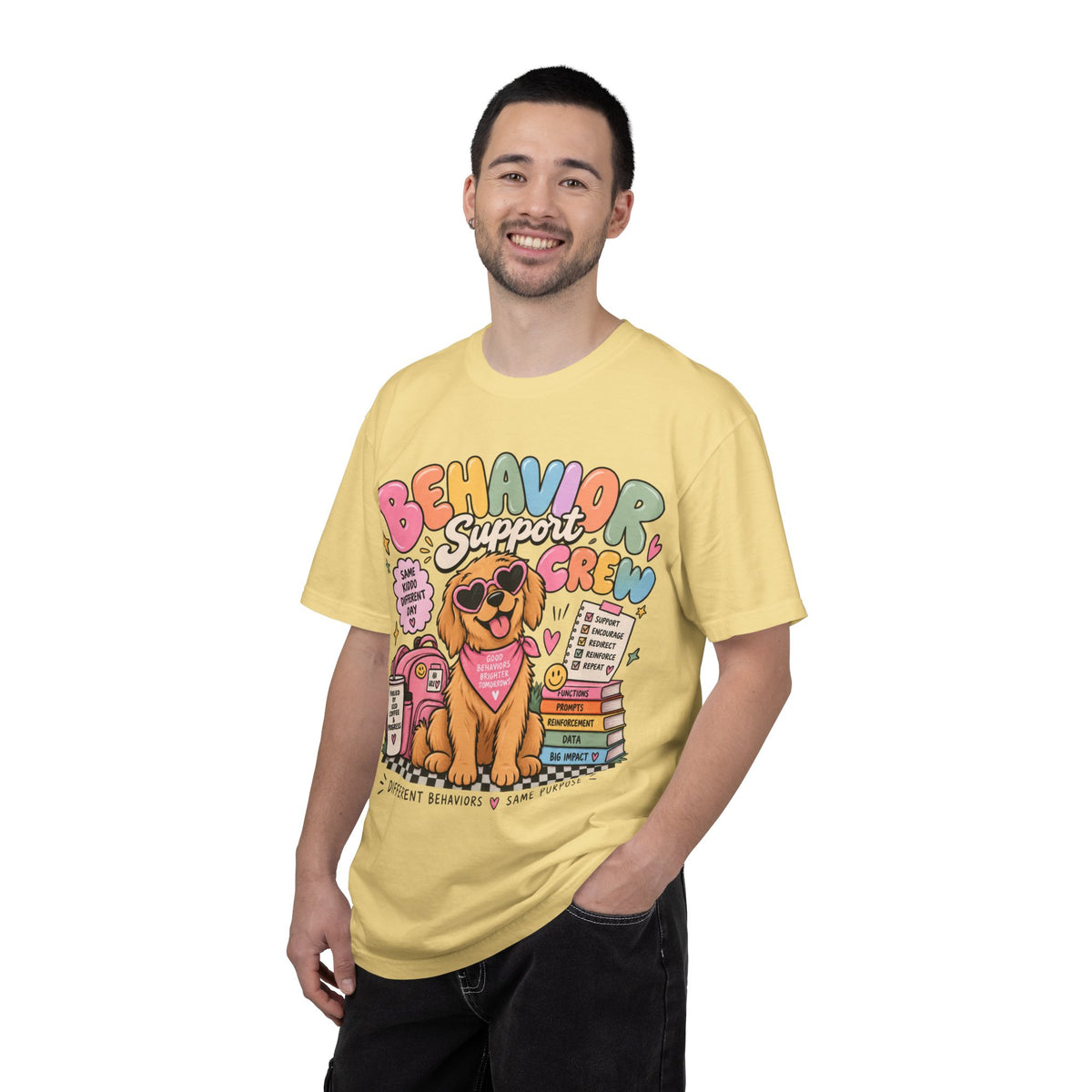 Behavior Support Crew T-shirt | Golden Retriever School Therapy Design