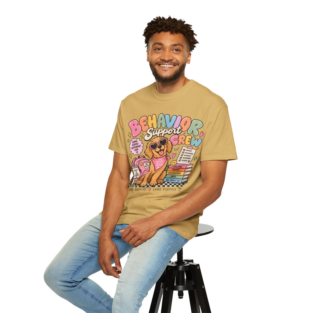 Behavior Support Crew T-shirt | Golden Retriever School Therapy Design